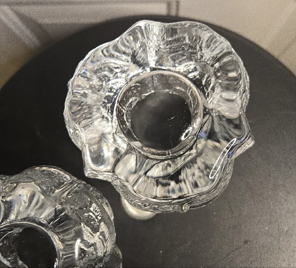 ORREFORS Crystal Sweden EDEN Leaf Votive Tealight Candle Holders Lars Hellsten